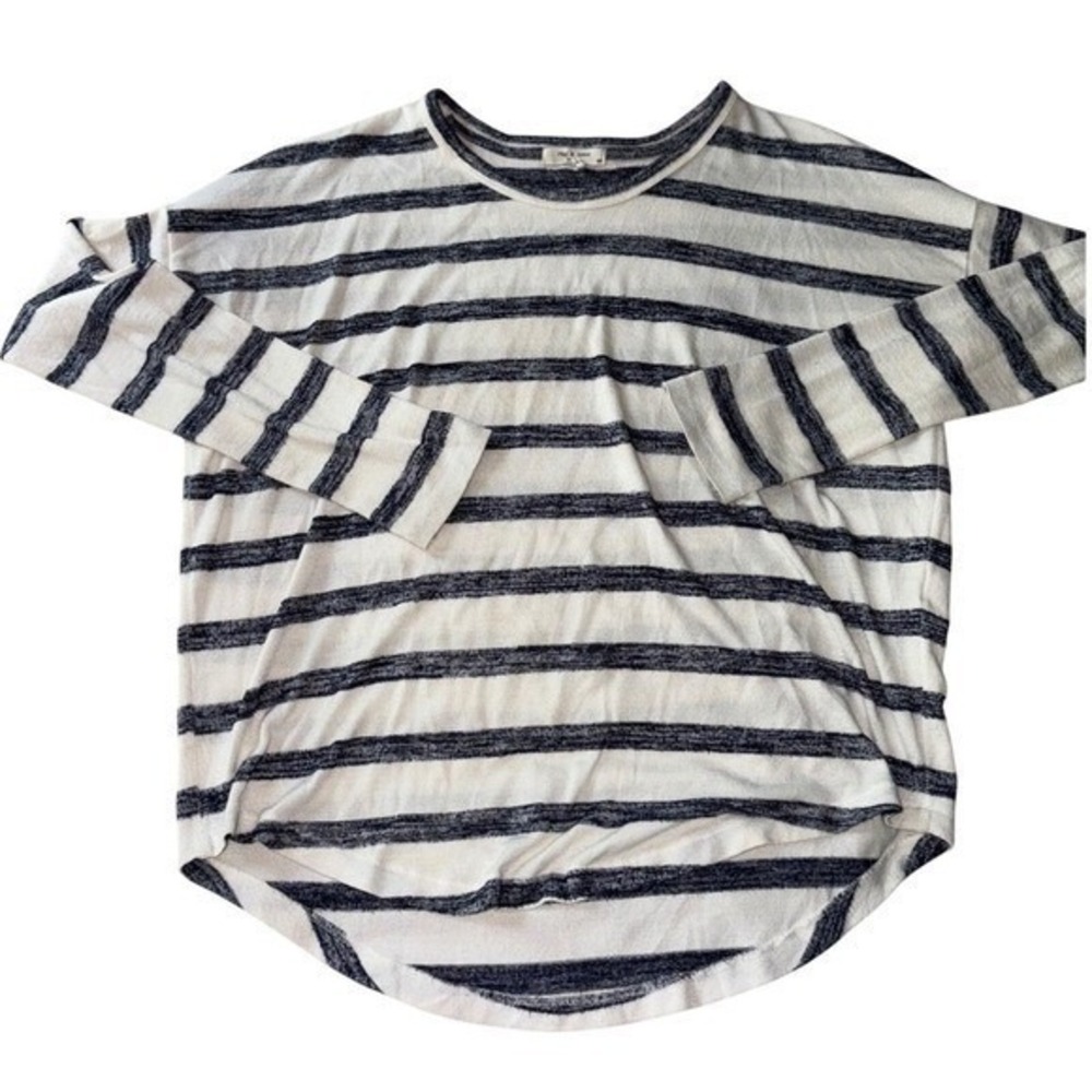 Rag & Bone Striped Long Sleeve Knit Top Small S Navy White Pullover Lightweight